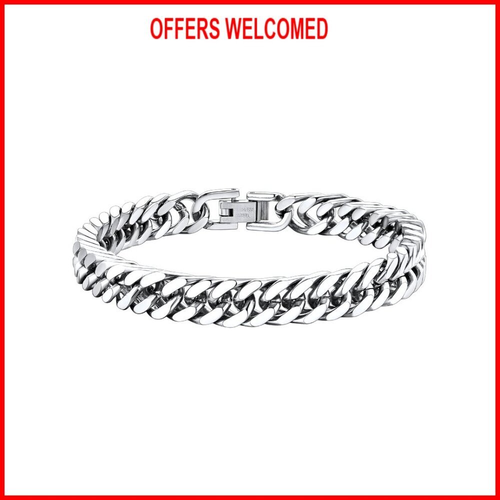 Stainless Steel Cuban Link Bracelet 18K Gold Plated Chain
